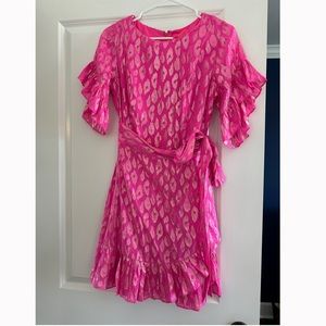 Lilly Pulitzer Darlah Silk Mini Dress in Razberry Leopard Metallic Print